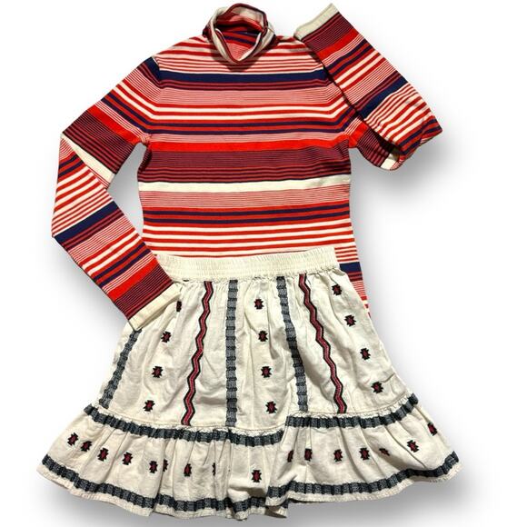 Loft Women’s XSmall Embroidered Linen Blend Boho Ruffle Elastic Waist Mini Skirt - Picture 10 of 10